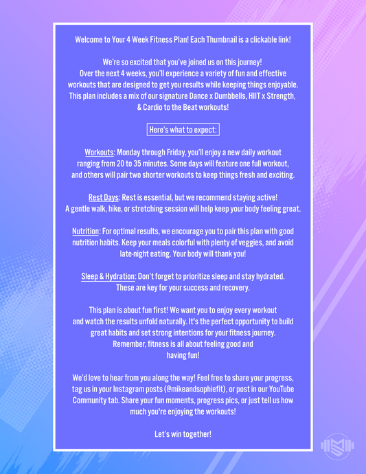 4-Week Fitness Calendar